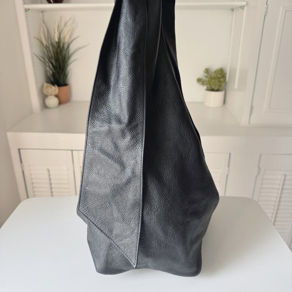 Gavazzeni Italy Black Pebbled Leather Kate Large Shoulder Bag - Picture 3 of 11